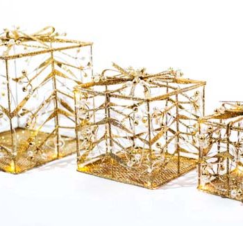 3 cajas de regalo oro con led calida modelo: WS-4102-R